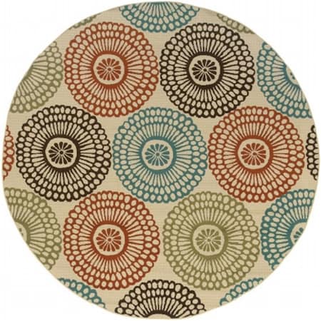 Sphinx By Oriental Weavers Oriental Weavers Montego 697J6 8' Round Round - Beige/ Blue-Polypropylene M697J6240RDST